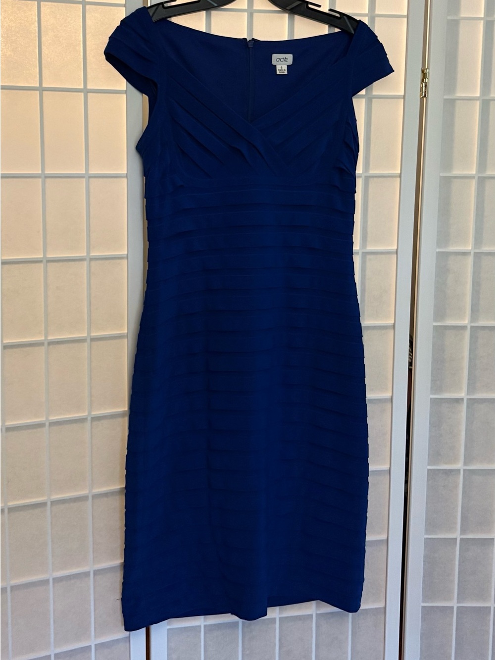 Cache Royal Blue Cap-Sleeve Midi Sheath Dress